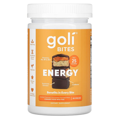 Goli Nutrition, Energy Bites, Salted Caramel Chocolate, 30 Pieces - Supply Center USA