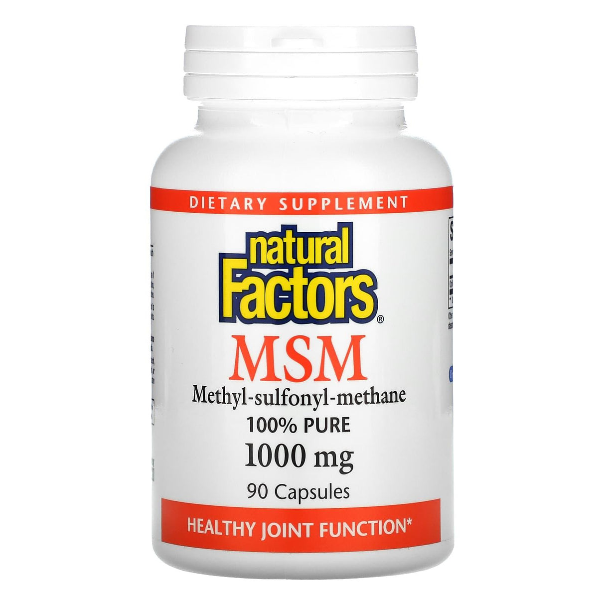 Natural Factors, MSM, Methyl-Sulfonyl-Methane, 1,000 mg, 180 Capsules - Supply Center USA