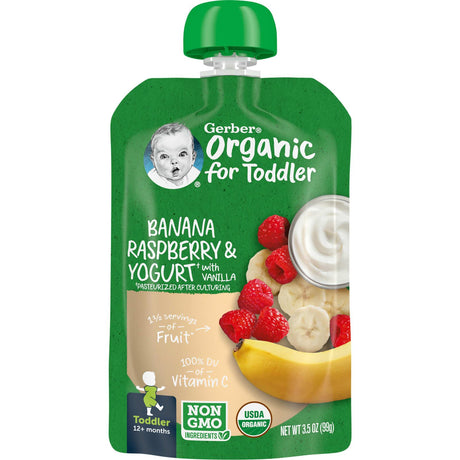 Gerber, Organic for Toddler, Plant-Tastic, Puffed Grain Snack, 12+ Months, Lentil, Banana, Carrot, Raspberry, , 1.48 oz (42 g) - Supply Center USA