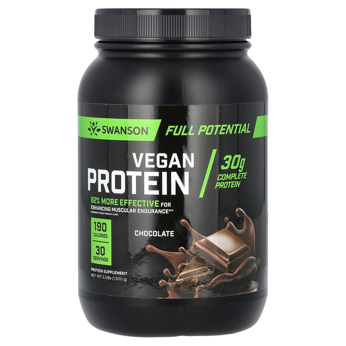 Swanson, Vegan Protein, Chocolate, 3.3 lbs (1,500 g) - Supply Center USA