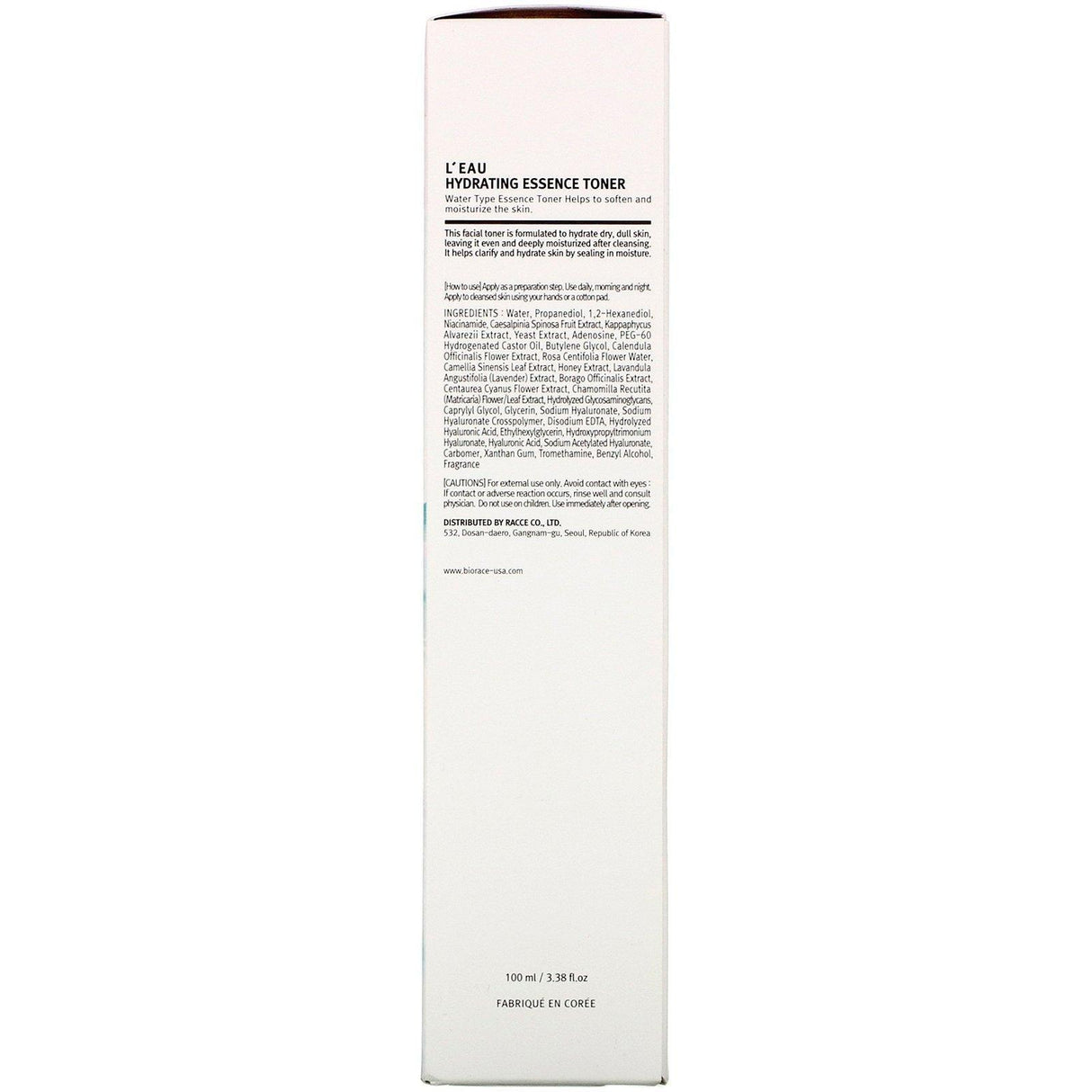 Biorace, L'eau Hydrating Essence Toner, 3.38 fl oz (100 ml) - Supply Center USA