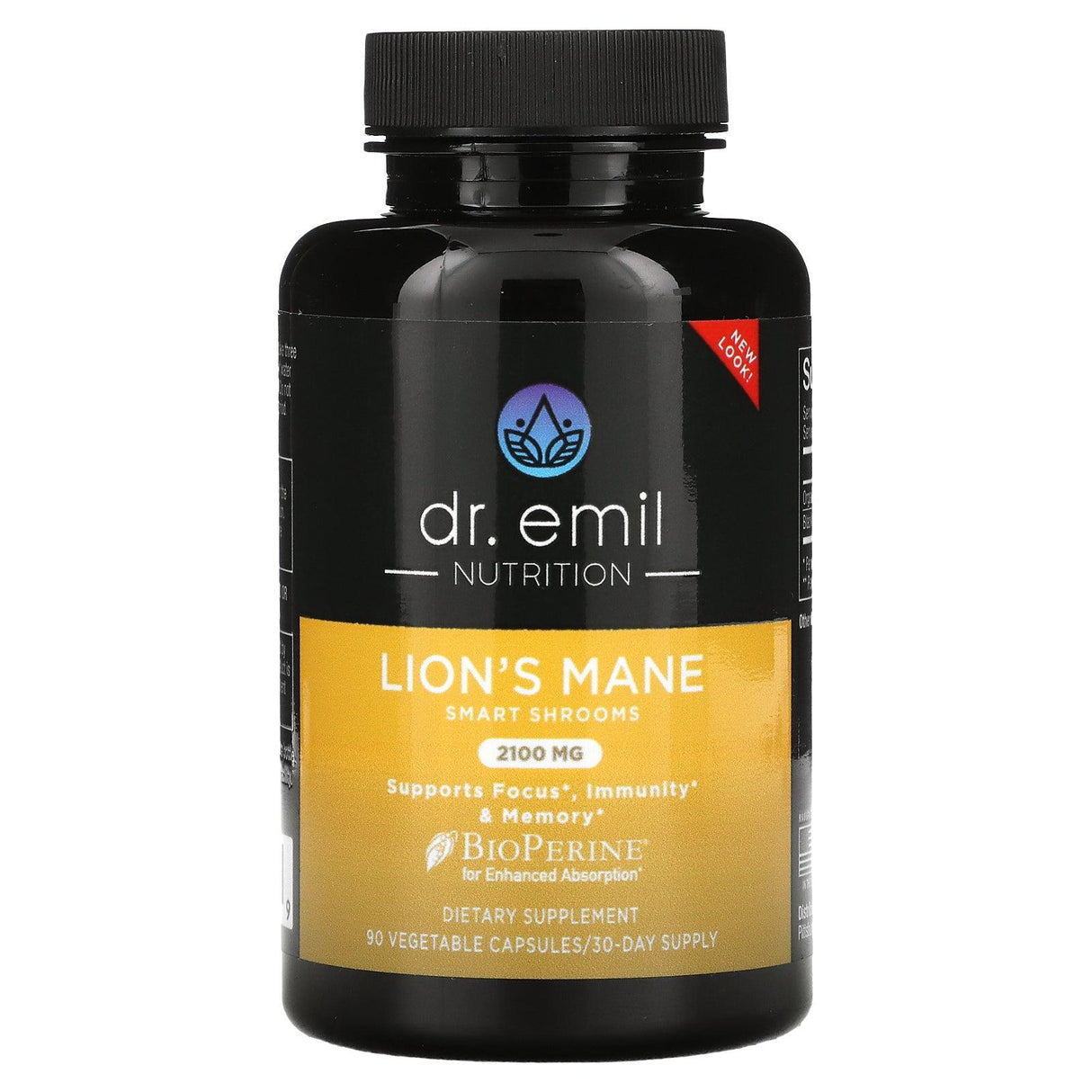 Dr. Emil Nutrition, Lion's Mane Smart Shrooms, 2,100 mg, 90 Vegetable Capsules - Supply Center USA