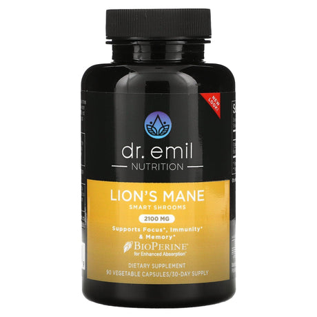 Dr. Emil Nutrition, Lion's Mane Smart Shrooms, 2,100 mg, 90 Vegetable Capsules - Supply Center USA