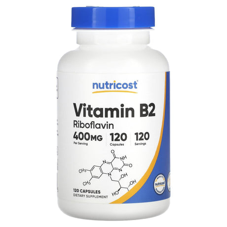 Nutricost, Vitamin B2, 400 mg, 120 Capsules - Supply Center USA