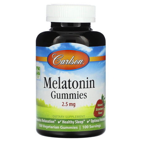 Carlson, Melatonin Gummies, Natural Strawberry, 2.5 mg , 100 Vegetarian Gummies - Supply Center USA