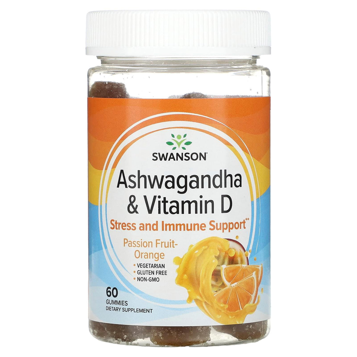 Swanson, Ashwagandha & Vitamin D, Passion Fruit-Orange, 60 Gummies - Supply Center USA