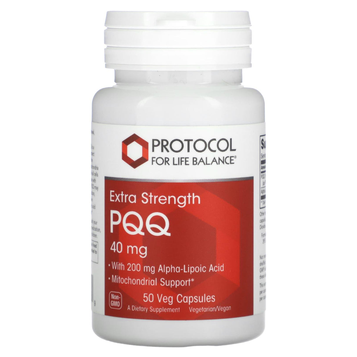 Protocol for Life Balance, PQQ, Extra Strength, 40 mg, 50 Veg Capsules - Supply Center USA