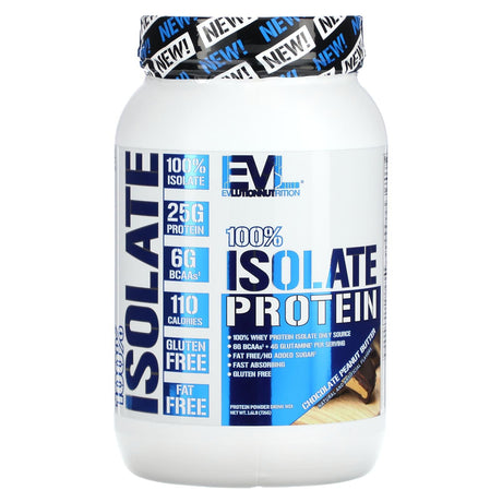 EVLution Nutrition, 100% Isolate Protein, Chocolate Peanut Butter, 1.6 lb (726 g) - Supply Center USA