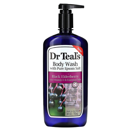 Dr. Teals, Body Wash with Pure Epsom Salt, Black Elderberry, 24 fl oz (710 ml) - Supply Center USA