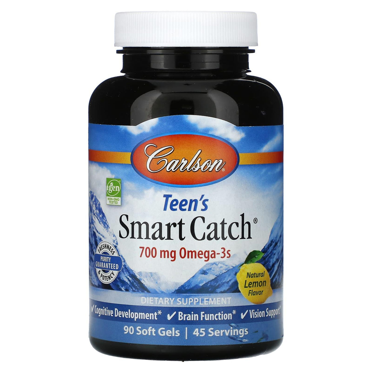 Carlson, Teen's Smart Catch, Natural Lemon, 350 mg, 180 Soft Gels - Supply Center USA