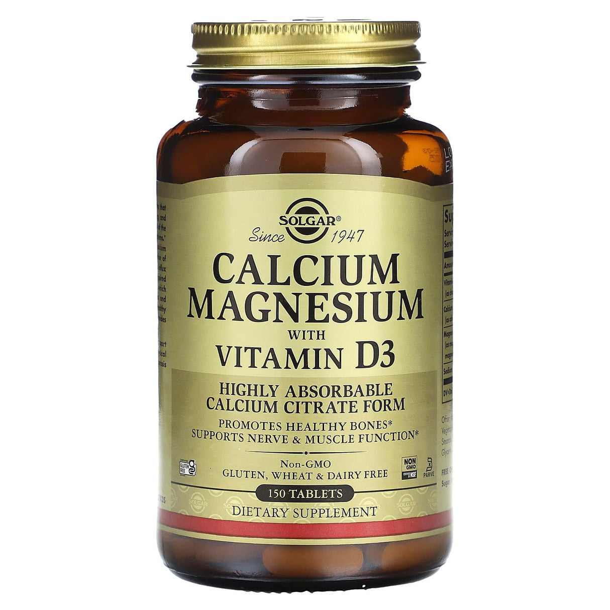 Solgar, Calcium Magnesium with Vitamin D3, 150 Tablets - Supply Center USA