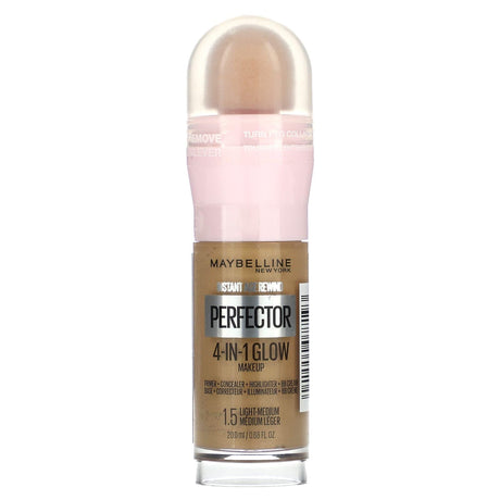 Maybelline, Instant Age Rewind, Perfector 4-in-1 Glow Makeup, 1.5 Light-Medium, 0.68 fl oz (20 ml) - Supply Center USA