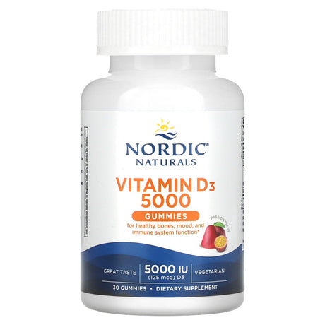 Nordic Naturals, Vitamin D3 Gummies, Passion Fruit, 5000 IU (125 mcg), 30 Gummies - Supply Center USA