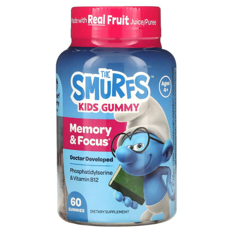 The Smurfs, The Smurfs, Kids Memory & Focus Gummy, Smurf Berry, Ages 4+, 30 Gummies - Supply Center USA