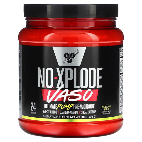 BSN, No-Xplode VASO, Ultimate Pump Pre-Workout, Pineapple Pump, 1.11 lb (504 g) - Supply Center USA