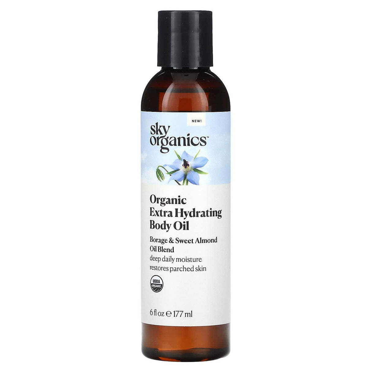 Sky Organics, Organic Extra Hydrating Body Oil, Borage & Sweet Almond Oil Blend, 6 fl oz (177 ml) - Supply Center USA