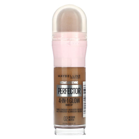 Maybelline, Instant Age Rewind, Perfector 4-in-1 Glow Makeup, 02 Medium, 0.68 fl oz (20 ml) - Supply Center USA