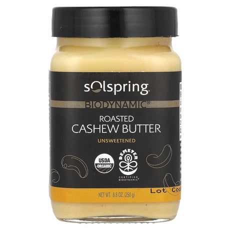 Dr. Mercola, Solspring, Biodynamic, Roasted Cashew Butter, Unsweetened, 8.8 oz (250 g) - Supply Center USA