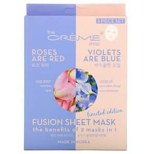 The Creme Shop, Fusion Beauty Sheet Mask, Roses Are Red Violets Are Blue, 5 Sheets, 4.40 oz (125 g) - HealthCentralUSA