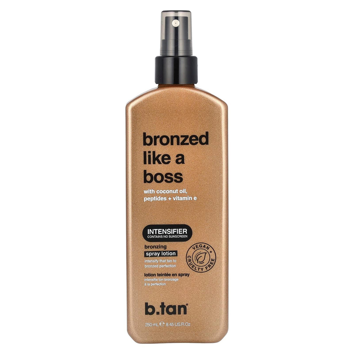 b.tan, Bronzed Like A Boss, Bronzing Spray Lotion with Coconut Oil, Peptides + Vitamin E, 8.45 fl oz (250 ml) - Supply Center USA