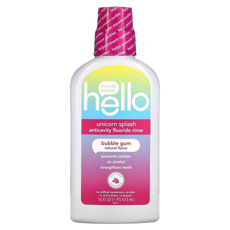 Hello, Unicorn Splash Acticavity Fluoride Rinse, Bubble Gum, 16 fl oz (473 ml) - Supply Center USA