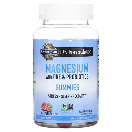 Garden of Life, Magnesium with Pre & Probiotics Gummies, Raspberry , 60 Gummies - Supply Center USA