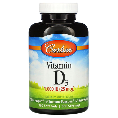 Carlson, Vitamin D3, 25 mcg (1,000 IU), 100 Soft Gels - Supply Center USA