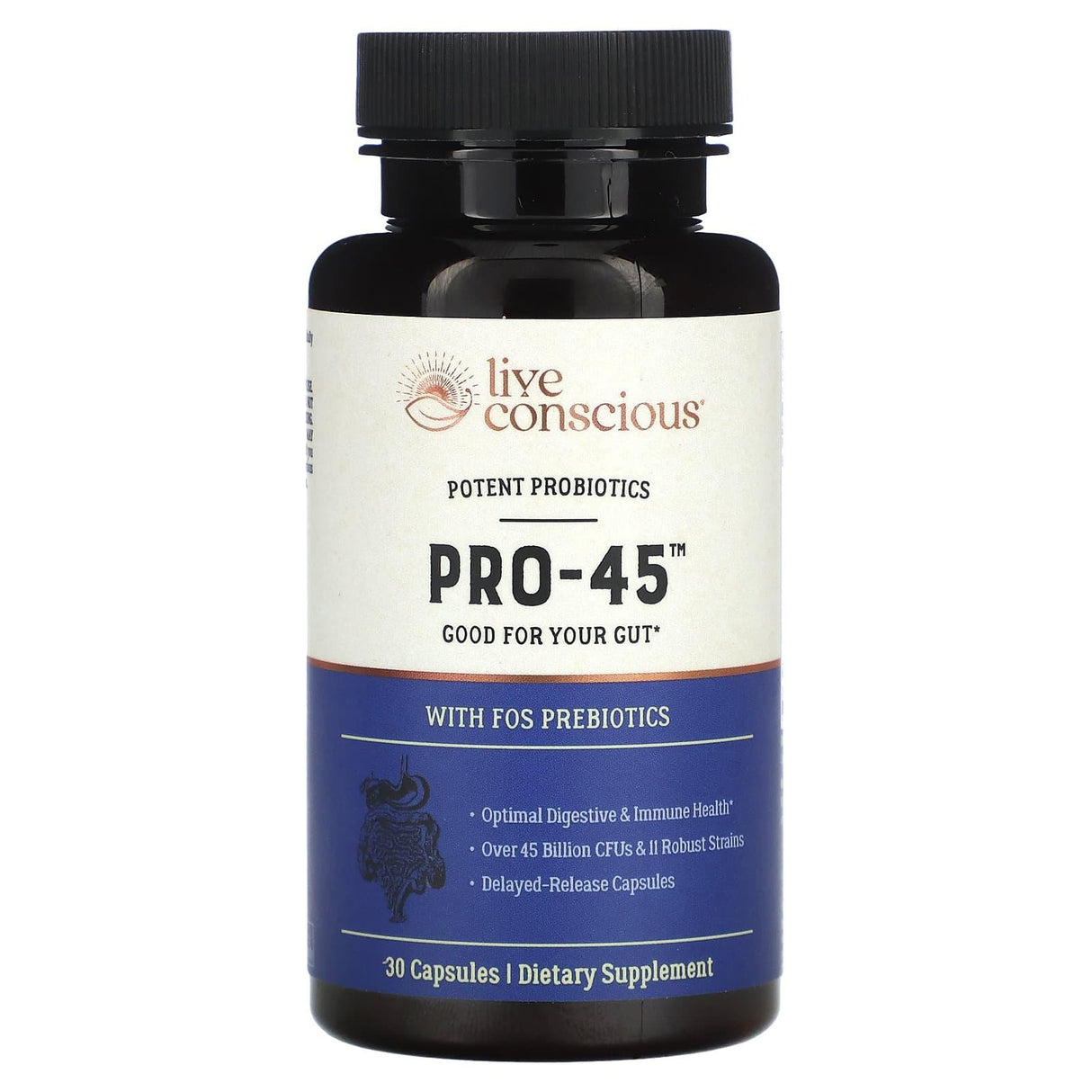 Live Conscious, PRO-45, Potent Probiotics, 30 Capsules - Supply Center USA