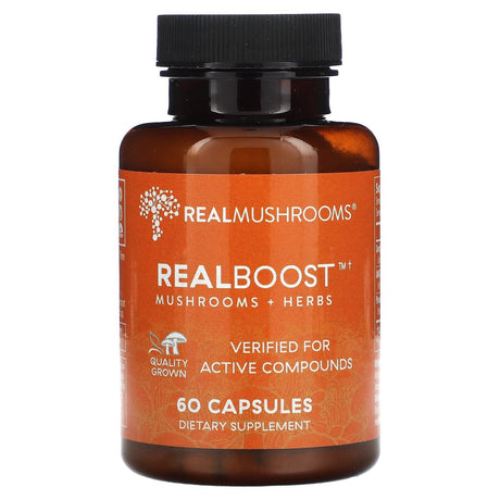 Real Mushrooms, Realboost, Mushrooms + Herbs, 60 Capsules - Supply Center USA