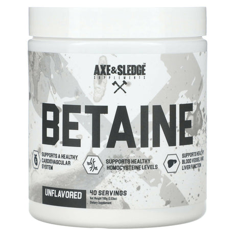 Axe & Sledge Supplements, Basics, Betaine, Unflavored, 3.53 oz (100 g) - Supply Center USA