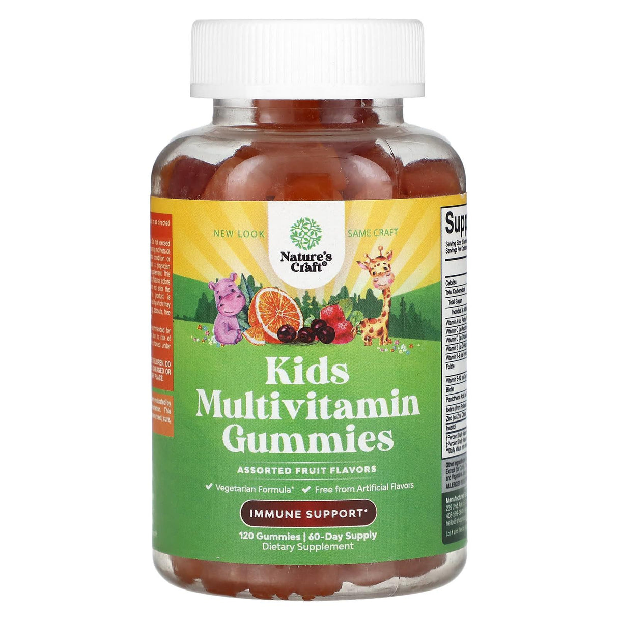 Nature's Craft, Kids Multivitamin Gummies, Assorted Fruit, 120 Gummies - Supply Center USA