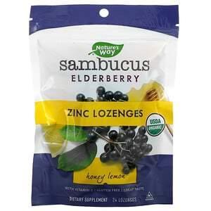 Nature's Way, Sambucus, Zinc Lozenges with Vitamin C, Honey Lemon, 24 Lozenges - Supply Center USA