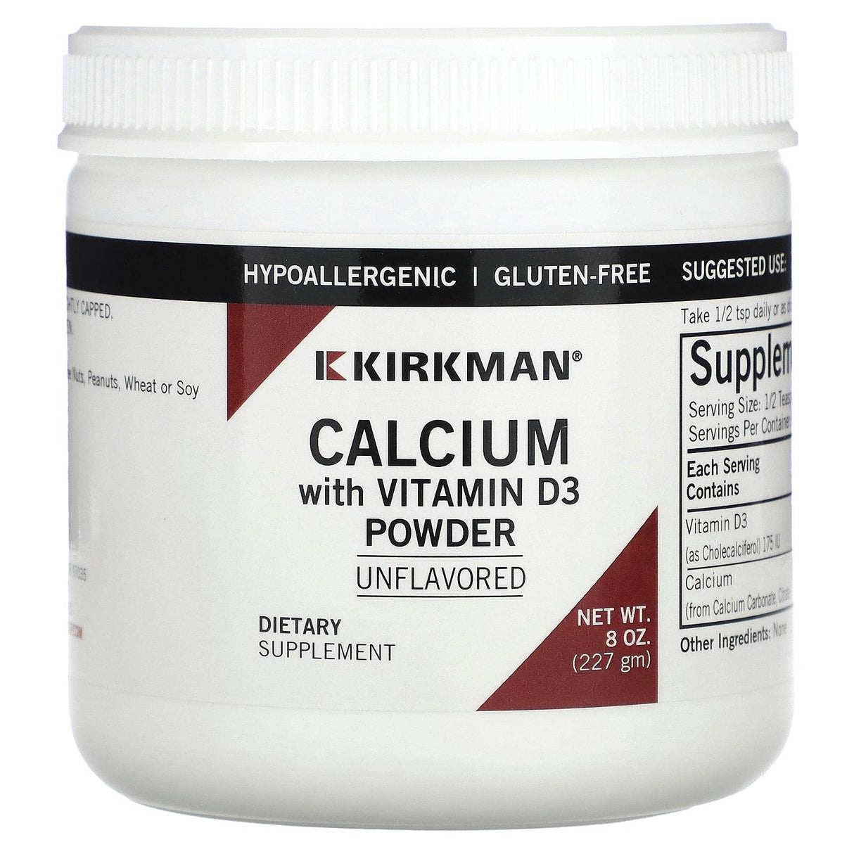 Kirkman Labs, Calcium with Vitamin D3 Powder, Unflavored, 8 oz (227 g) - Supply Center USA