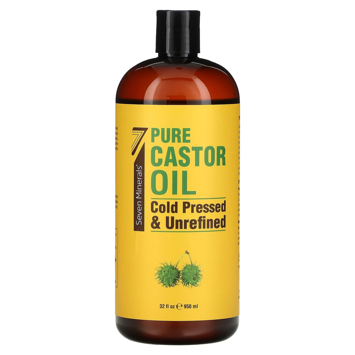 Seven Minerals, Pure Castor Oil, Cold Pressed & Unrefined, Unscented, 32 fl oz (950 ml) - Supply Center USA