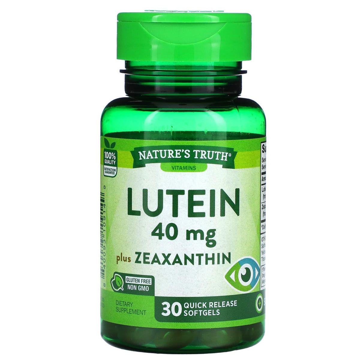 Nature's Truth, Lutein, Plus Zeaxanthin, 40 mg, 30 Quick Release Softgels - Supply Center USA