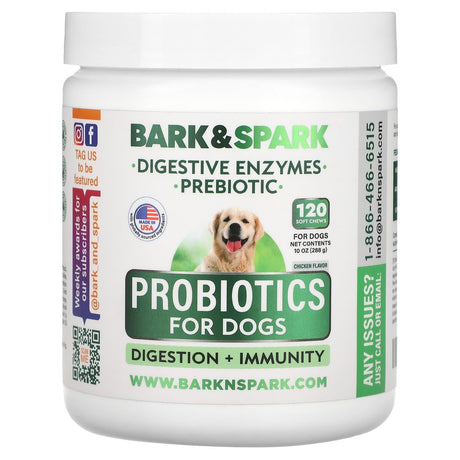 Bark&Spark, Probiotics for Dogs, Chicken, 120 Soft Chews, 10 oz (288 g) - Supply Center USA