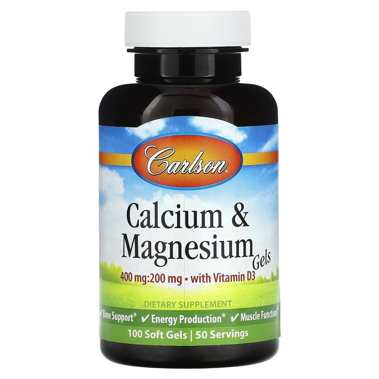 Carlson, Calcium & Magnesium Gels With Vitamin D3, 100 Soft Gels - Supply Center USA