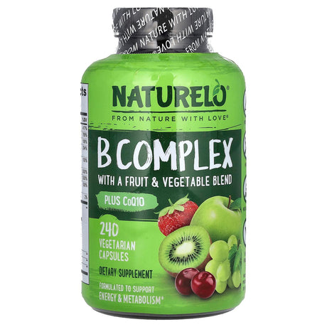 NATURELO, B Complex with a Fruit & Vegetable Blend, Plus CoQ10, 240 Vegetarian Capsules - Supply Center USA