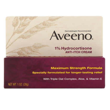 Aveeno, Active Naturals, 1% Hydrocortisone, Anti-Itch Cream, 1 oz (28 g) - Supply Center USA