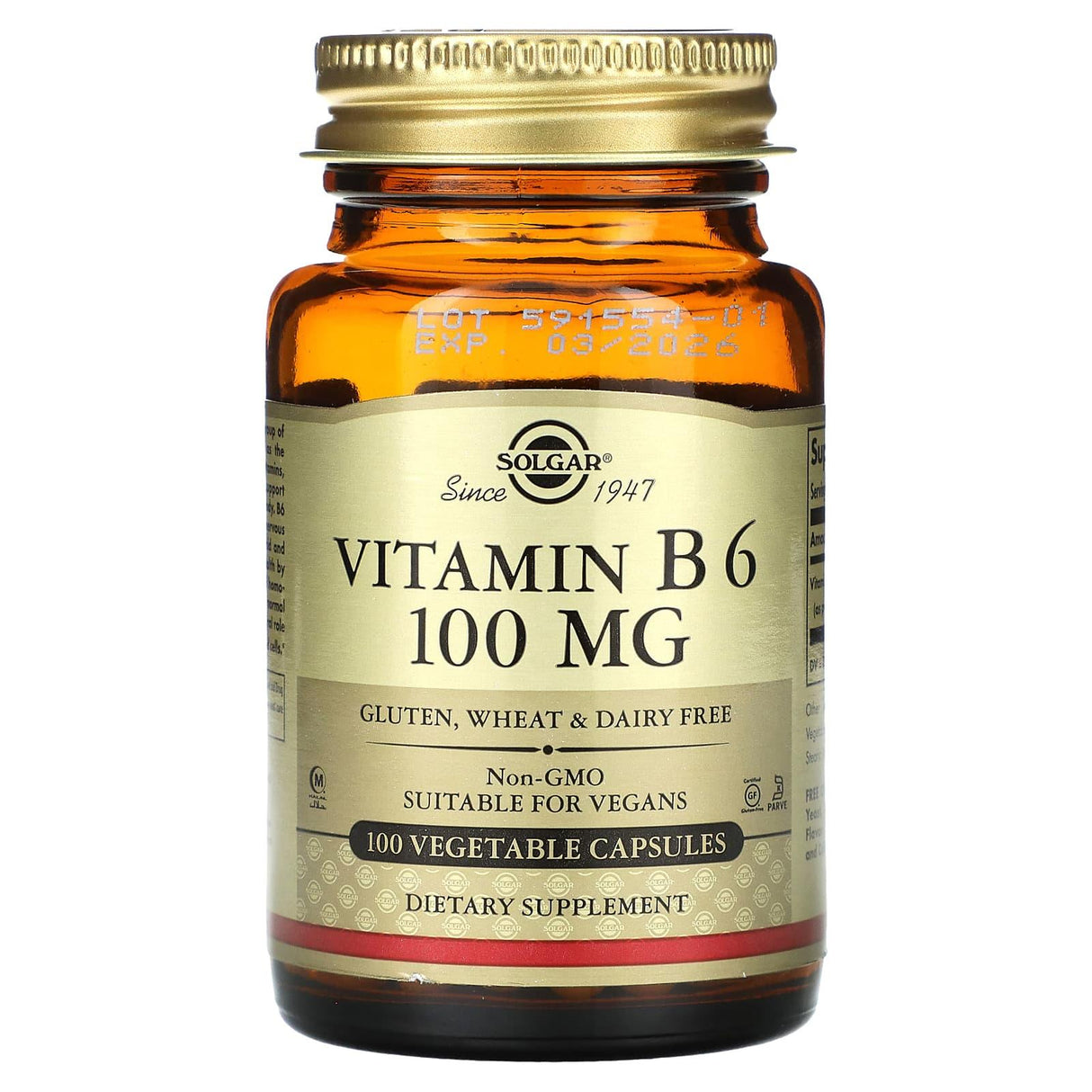 Solgar, Vitamin B6, 100 mg, 100 Vegetable Capsules - Supply Center USA