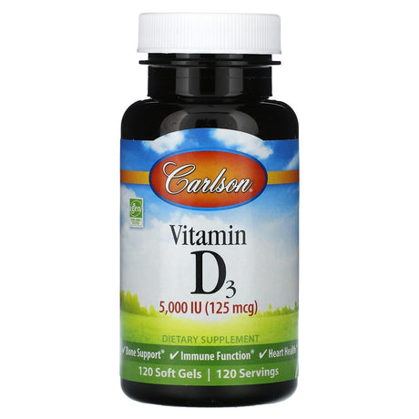 Carlson, Vitamin D3, 62.5 mcg (2,500 IU), 150 Soft Gels - Supply Center USA