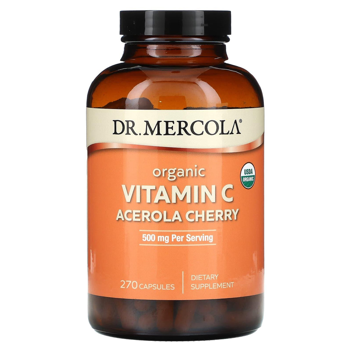 Dr. Mercola, Organic Vitamin C, Acerola Cherry, 166 mg, 270 Capsules - Supply Center USA