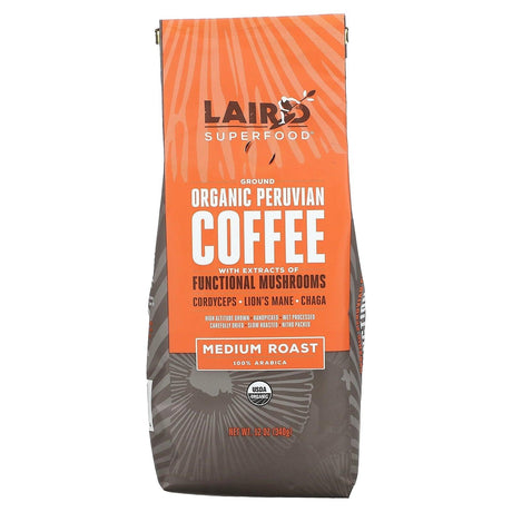 Laird Superfood, Organic Peruvian Coffee, Whole Bean, Medium Roast, 12 oz (340 g) - Supply Center USA