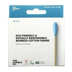 The Humble Co., Bamboo Cotton Swabs, Blue, 100 Swabs - HealthCentralUSA