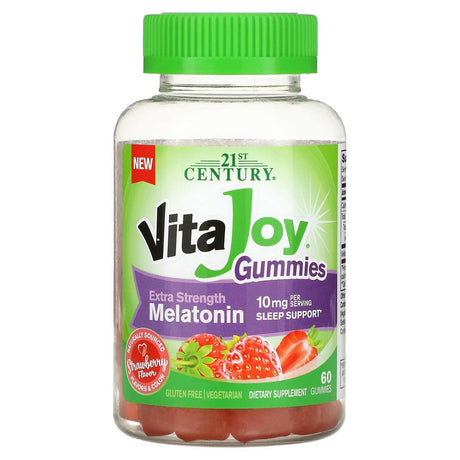 21st Century, Vita Joy Melatonin Gummies, Extra Strength, Strawberry, 5 mg, 60 Gummies - Supply Center USA