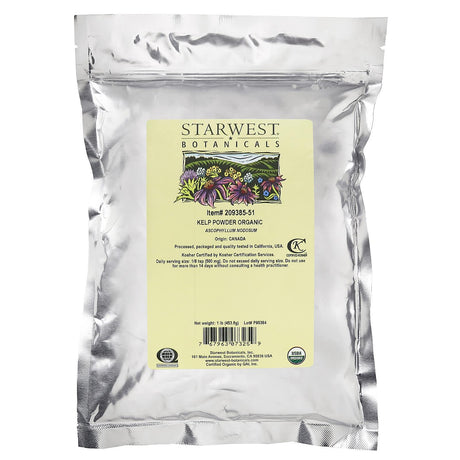 Starwest Botanicals, Organic Kelp Powder, 1 lb (453.6 g) - Supply Center USA