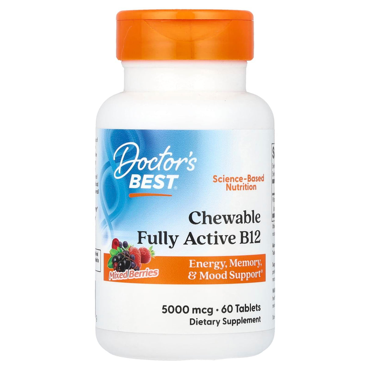 Doctor's Best, Chewable Fully Active B12, Mixed Berries , 5,000 mcg, 60 Tablets - Supply Center USA