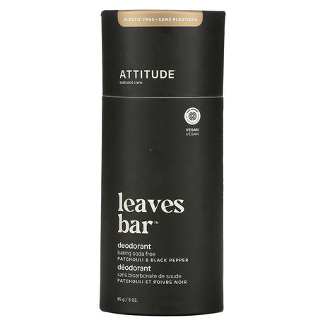 ATTITUDE, Leaves Bar Deodorant, Patchouli & Black Pepper, 3 oz (85 g) - Supply Center USA