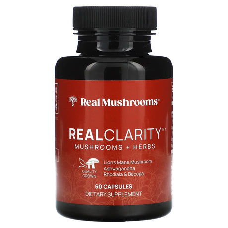 Real Mushrooms, RealClarity, Mushrooms + Herbs, 60 Capsules - Supply Center USA