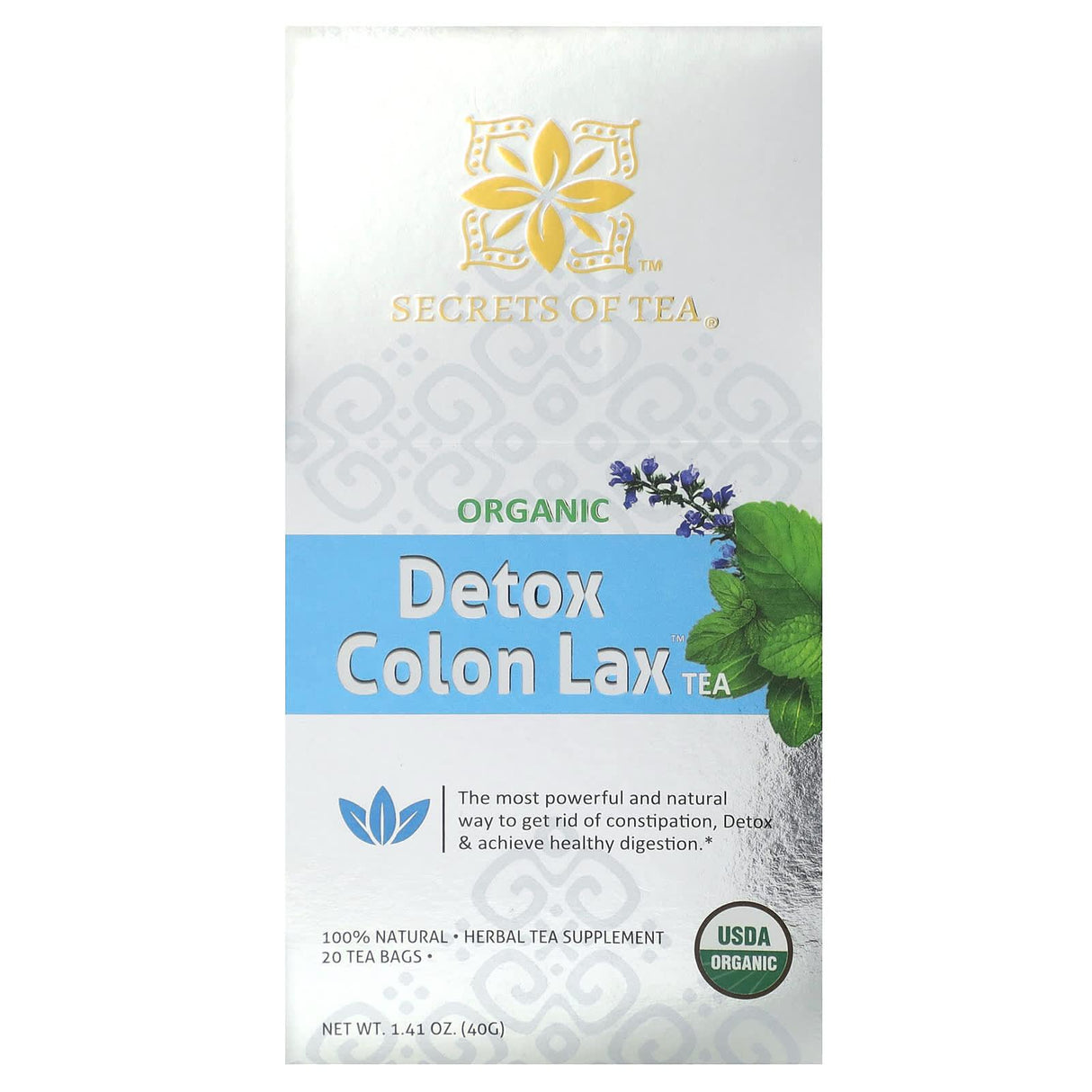 Secrets of Tea, Organic Detox Colon Lax Tea, 20 Tea Bags, 1.41 oz (40 g) - Supply Center USA